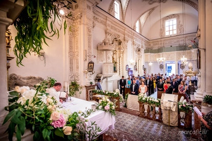 Catholic wedding ceremony in the lovely Chiesa del Varò - Church of the Visitation in Taormina