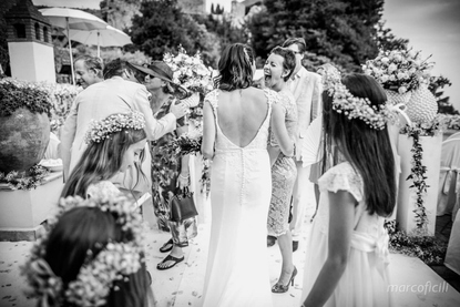 Exchanging warm wishes with the Bride and Groom after the ceremony in Taormina