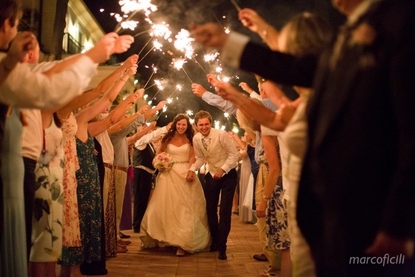 Sparklers tunnel farewell in Taormina to see off the Bride and Groom at the end of their magical day