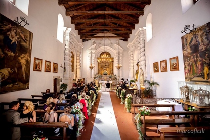 Catholic wedding ceremony in the Sicilian Baroque style Santa Caterina Church in Taormina